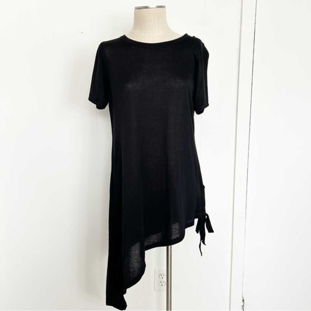 David Meister‎ Black Knit Side Tie Tunic Top Size Large